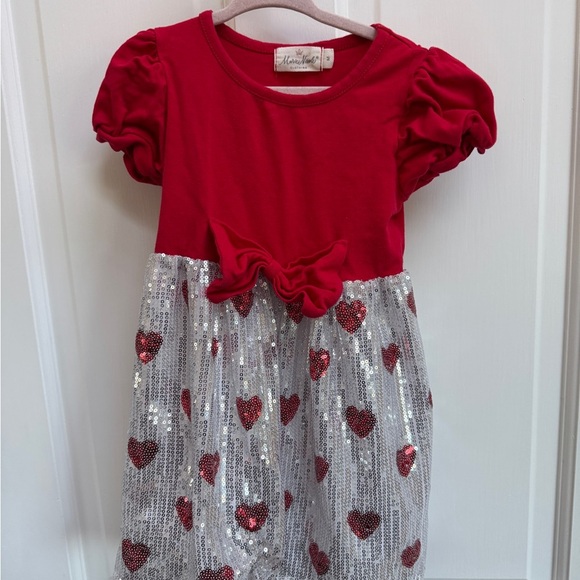 Marie Nicole 3T Girls Formal Short Sleeve Valentine’s Day Dress with Sequins - Picture 1 of 6